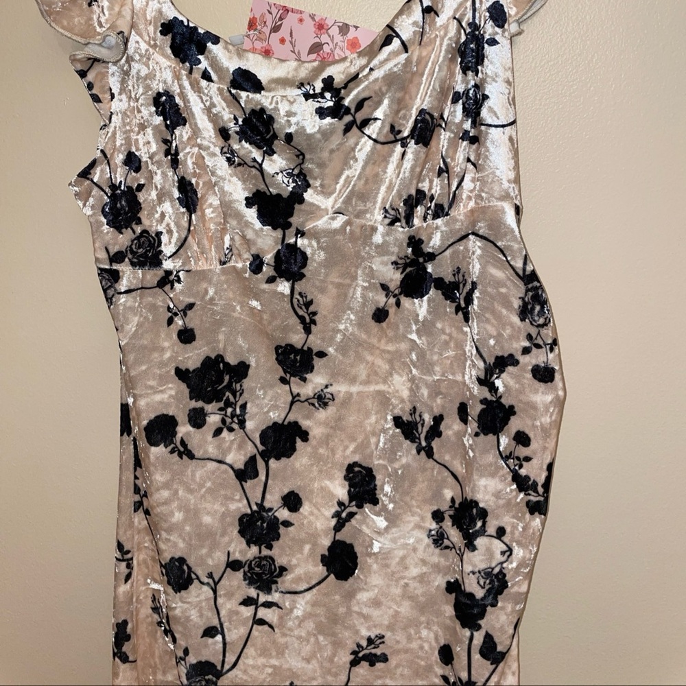 Velvet boho burnout maxi dress large pullover w ruffled sleeves NWT